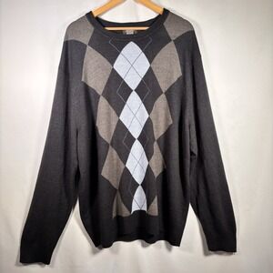 Dockers Argyle Sweater Mens 3XL Knit Pullover Dark Academia Office Casual 3X